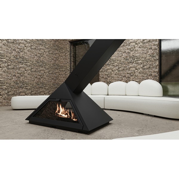 Traforart Cadí 2 Faces Oblique Double-Sided Central Designer Fireplace