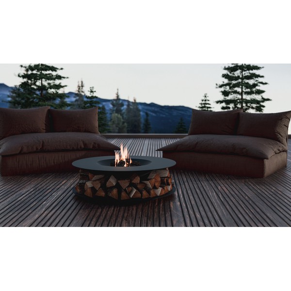 Traforart Caliu Outdoor Designer Fire Bowl with Log Storage