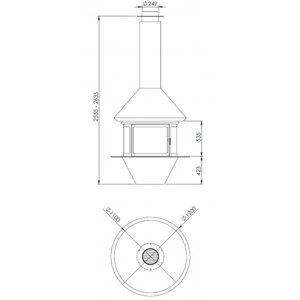 Traforart Cronos Central 360° Designer Fireplace