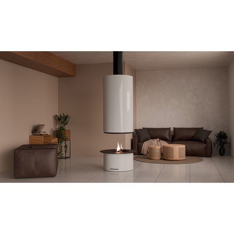 Traforart Diamante Central Open Cylindrical Designer Fireplace