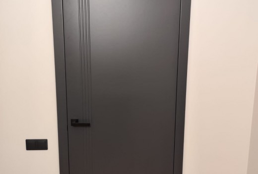 Uzstādītas durvis Monaco RAL7016 – stils, kvalitāte, uzticamība