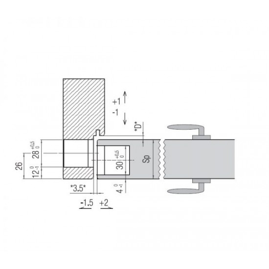 Slēpta eņģe KUBICA K6360 38/60kg