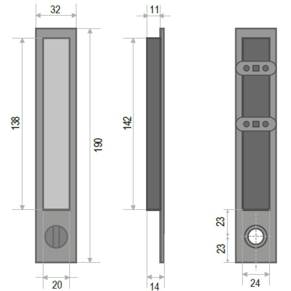 Sliding door handle 1096 Z WC Sliding door handle 1096 Z WC
