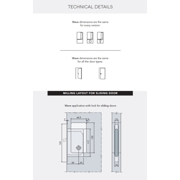 Sliding door handle WAVE WC White Sliding door handle WAVE WC White