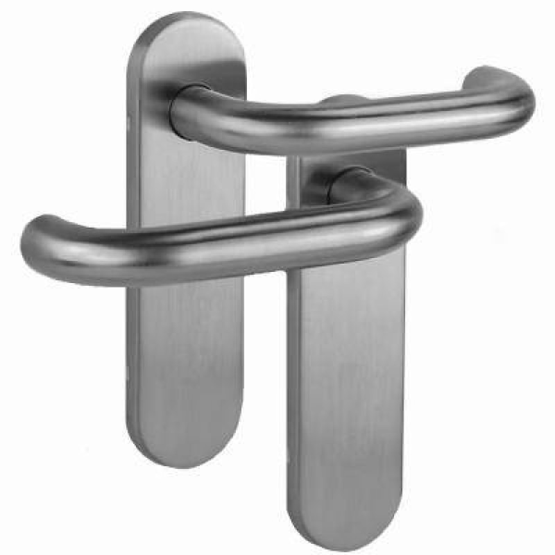 Handle with glazed plate VDS OLARIX SHORT 72 Stainless steel