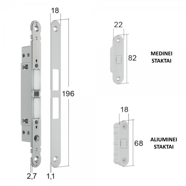 Magnetic Door Lock Bonaiti MATCH PASSAGE MOD. 375