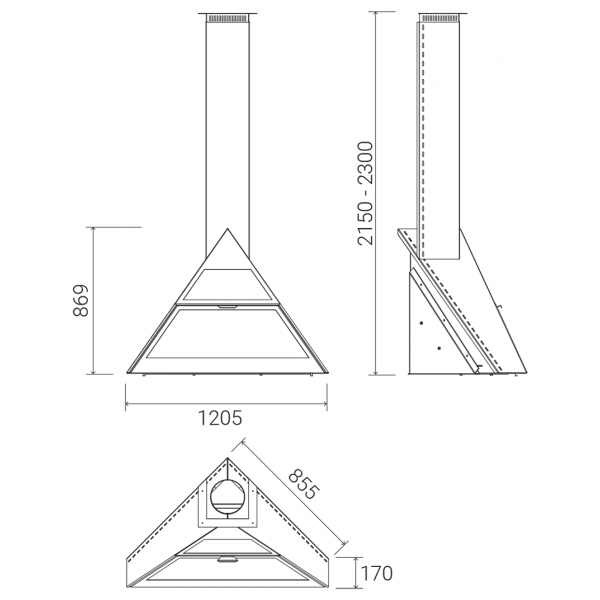 Traforart Admeto Wall Mounted Corner pie sienas stiprināms stūra Ecodesign kamīns