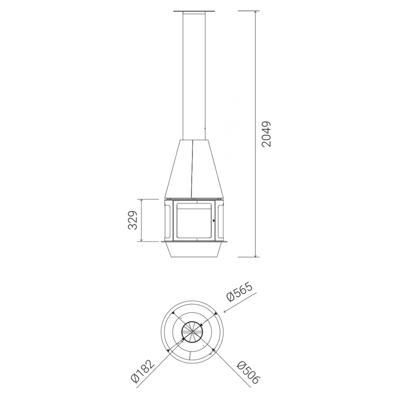 Traforart Arlet Central Low Enclosure Suspended Designer Fireplace