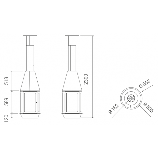 Traforart Arlet Central High Enclosure Suspended Ecodesign Fireplace