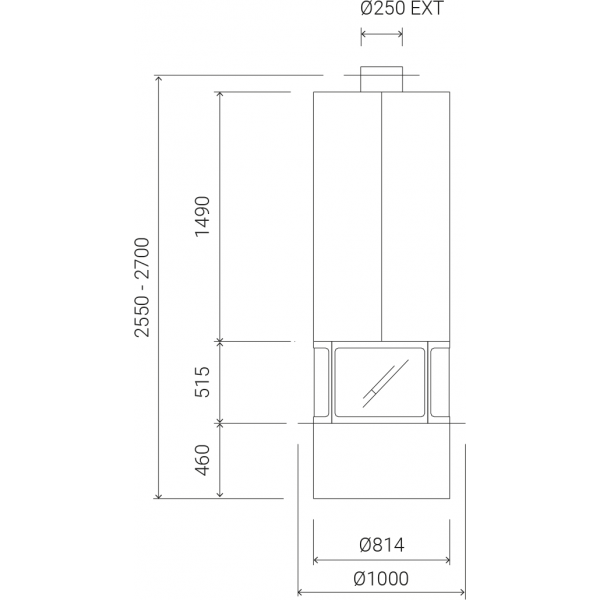 Traforart Diamante Central with Enclosure Designer Fireplace