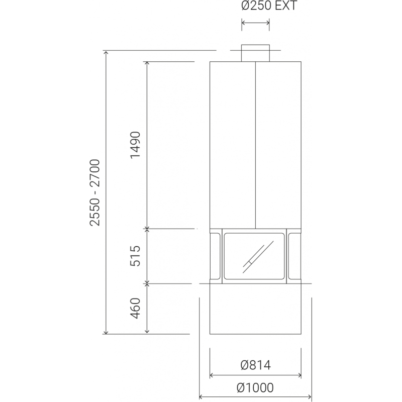 Traforart Diamante Central with Enclosure Designer Fireplace