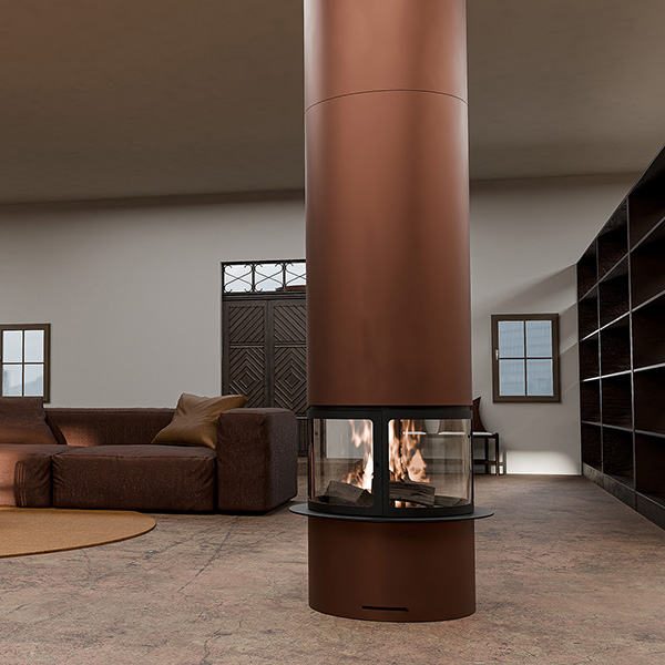 Traforart Diamante Central with Enclosure Designer Fireplace