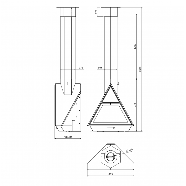 Traforart Equil Corner Suspended Designer Fireplace