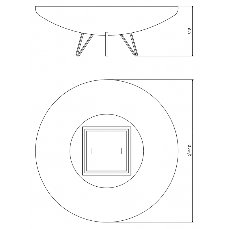 Traforart Flat Outdoor Designer Fireplace Fire Table