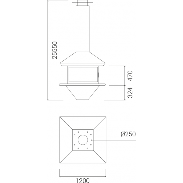 Traforart Gaia Central With Enclosure Panoramic Designer Fireplace
