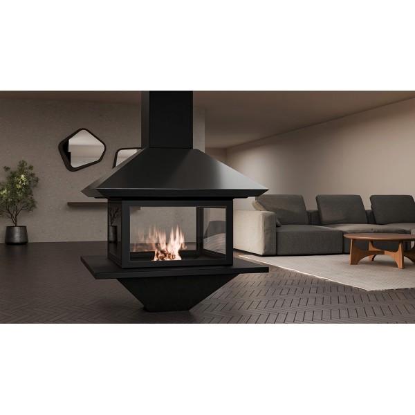 Traforart Gaia Central With Enclosure Panoramic Designer Fireplace