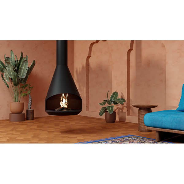 Traforart Hera Central Adjustable Open Suspended Designer Fireplace
