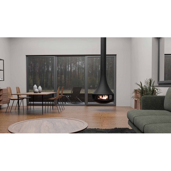 Traforart Hypnos Central With Enclosure Hermetic Suspended Ecodesign Fireplace