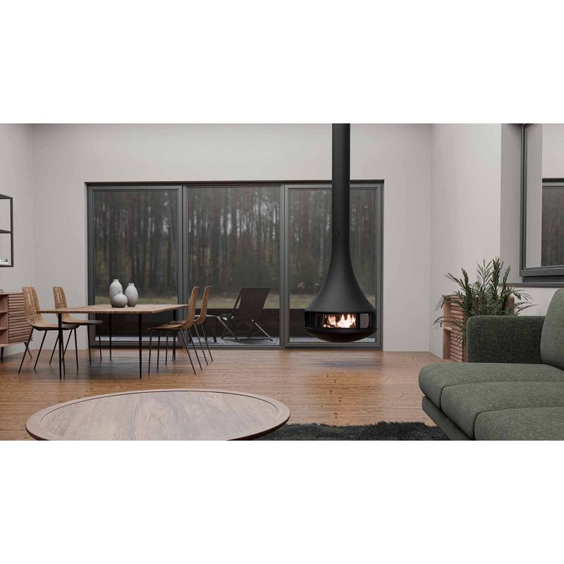 Герметичный подвесной Ecodesign камин Traforart Hypnos Central With Enclosure