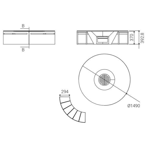 Traforart Lounge Outdoor Fireplace with Integrated Benches