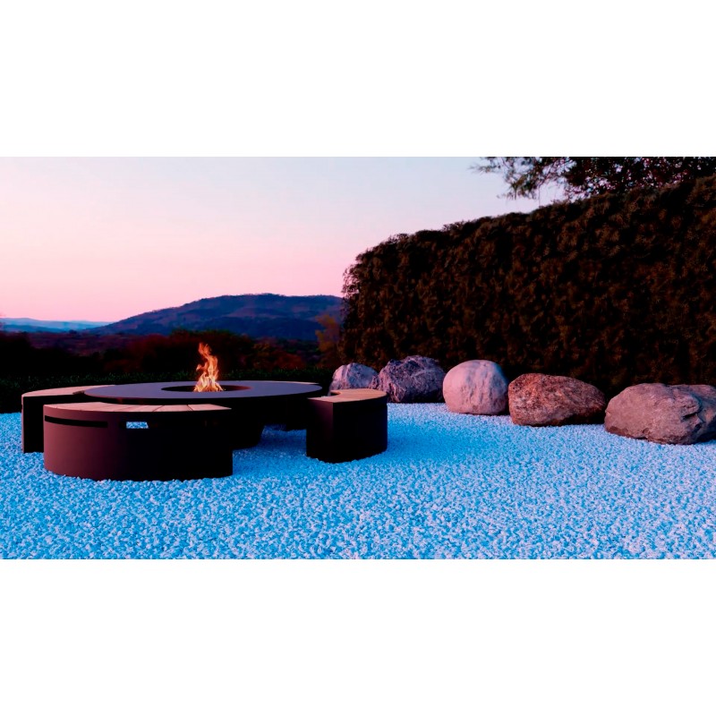 Traforart Lounge Outdoor Fireplace with Integrated Benches