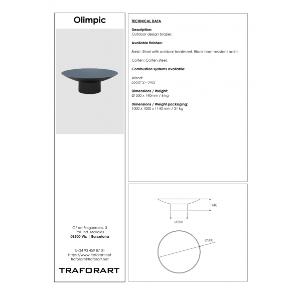 Traforart Olimpic Compact Outdoor Brazier