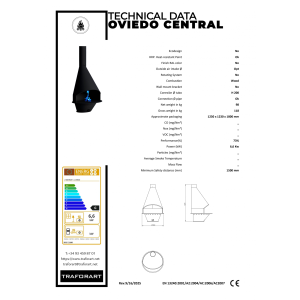 Traforart Oviedo Central Open Designer Fireplace