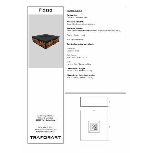 Traforart Piazza Outdoor Designer Fire Feature