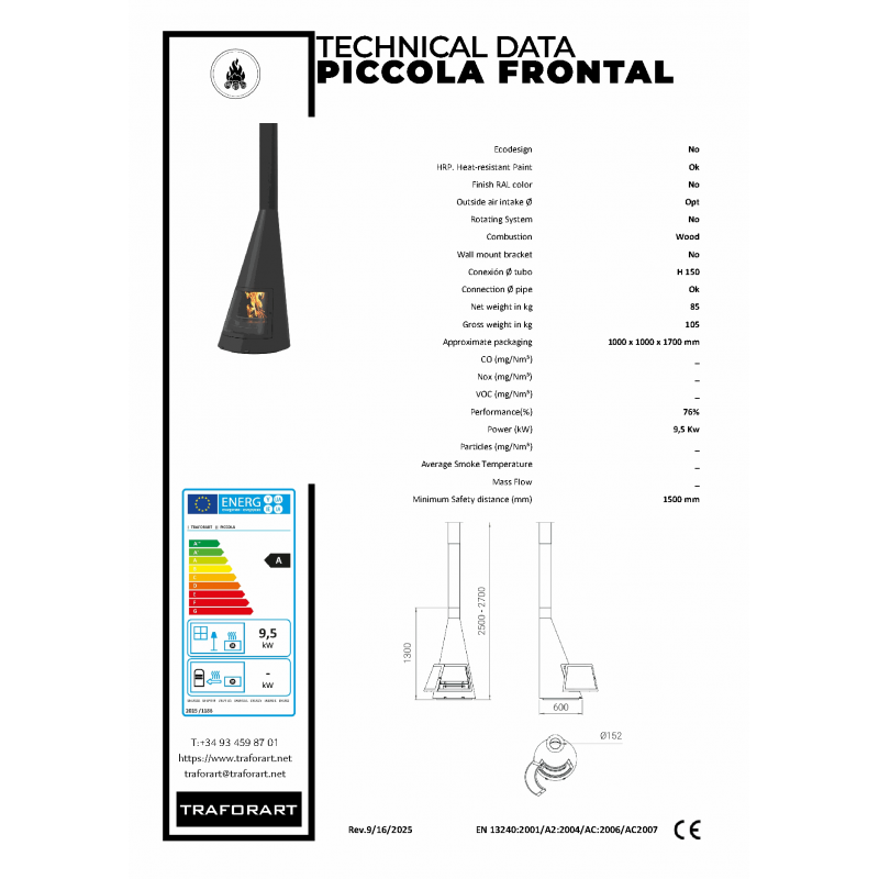 Компактный фронтальный дизайнерский камин Traforart Piccola