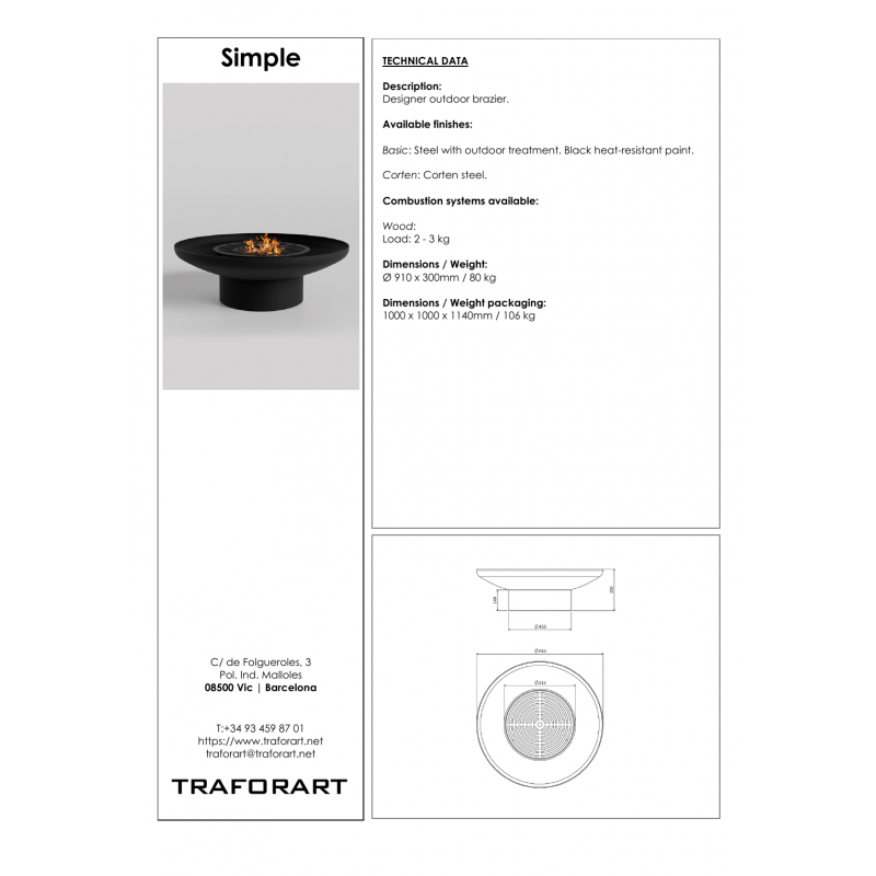 Traforart Simple Outdoor Designer Fire Bowl Fireplace
