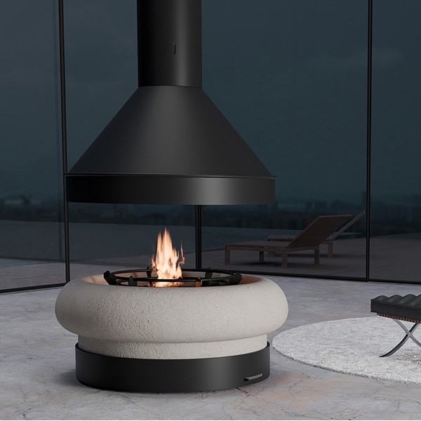 Traforart Zeus Central Open Natural Stone Fireplace