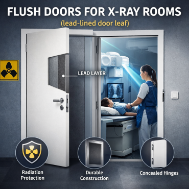 Скрытые двери для рентген-кабинетов (со свинцом внутри полотна)