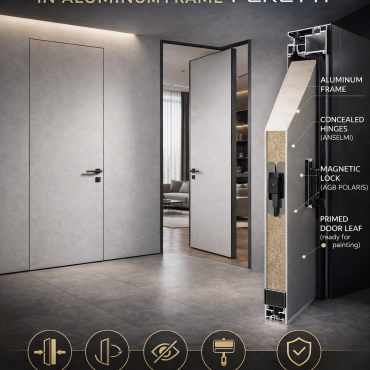 Скрытые двери в алюминиевом каркасе FERETTI