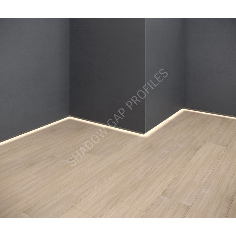 Алюминиевый скрытый плинтус с LED каналом 20mm x 2600mm ASPL120