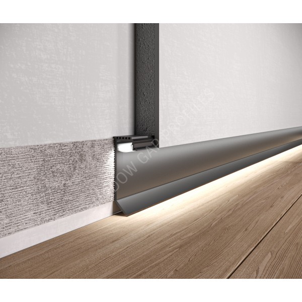 Алюминиевый скрытый плинтус с LED каналом 35mm x 2600mm ASPL35