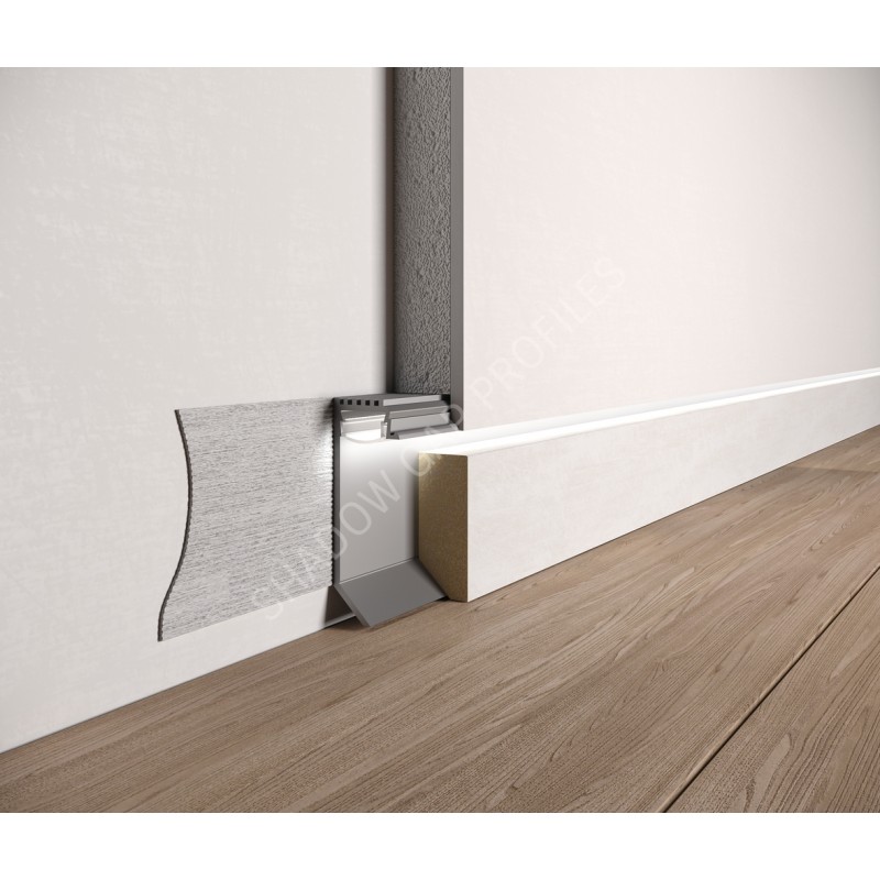 Алюминиевый скрытый плинтус с LED каналом 35mm x 2600mm ASPL35