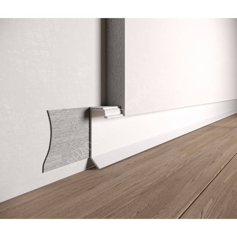 Алюминиевый скрытый плинтус с LED каналом 35mm x 2600mm ASPL35