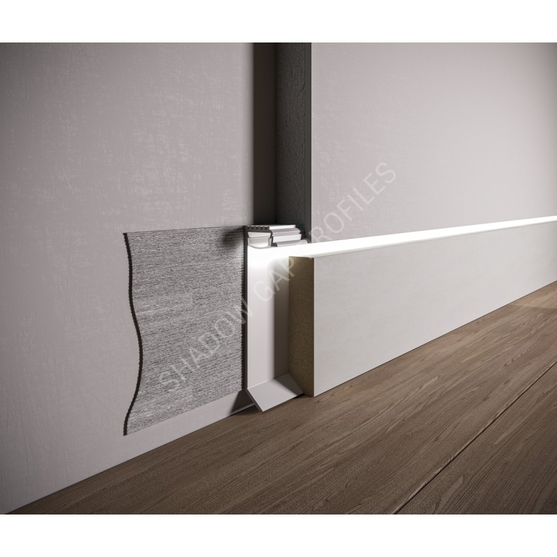 Алюминиевый скрытый плинтус с LED каналом 60mm x 2600mm ASPL60