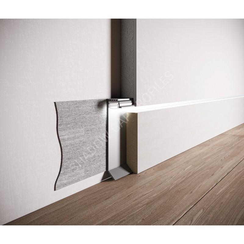 Алюминиевый скрытый плинтус с LED каналом 60mm x 2600mm ASPL60