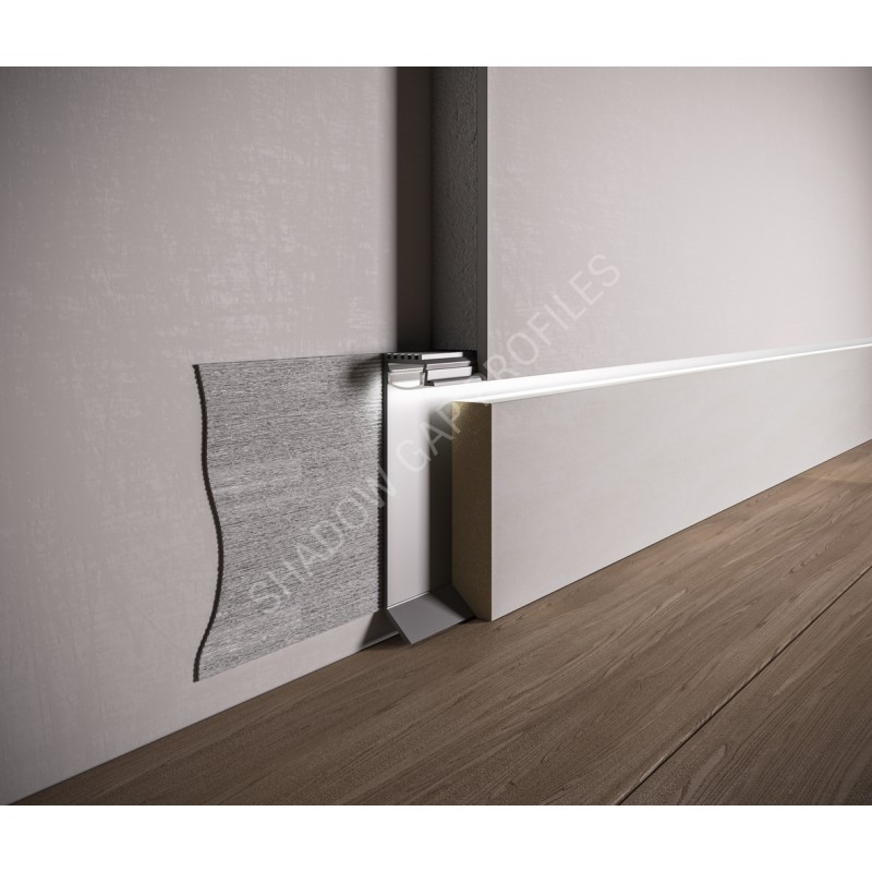 Алюминиевый скрытый плинтус с LED каналом 60mm x 2600mm ASPL60