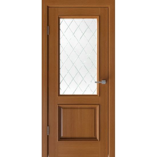 Шпонированная межкомнатная дверь GRAND DO со стеклом Золотой дуб