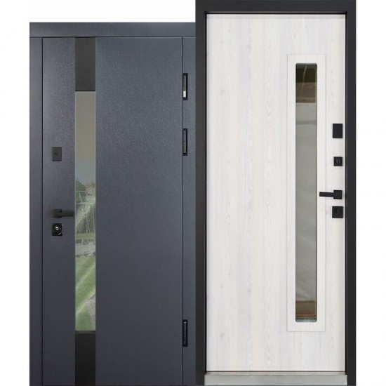 Entrance metal doors for the House TOWER Anthracite - white oak