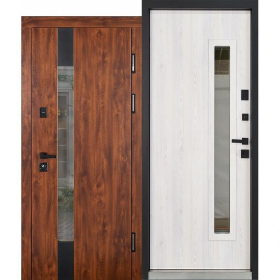 Entrance metal doors for the House TOWER Dark oak-white oak