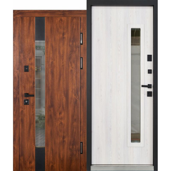 Entrance metal doors for the House TOWER Dark oak-white oak Entrance metal doors for the House TOWER Dark oak-white oak