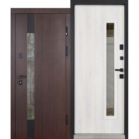 Entrance metal doors for the House TOWER Wenge-white oak