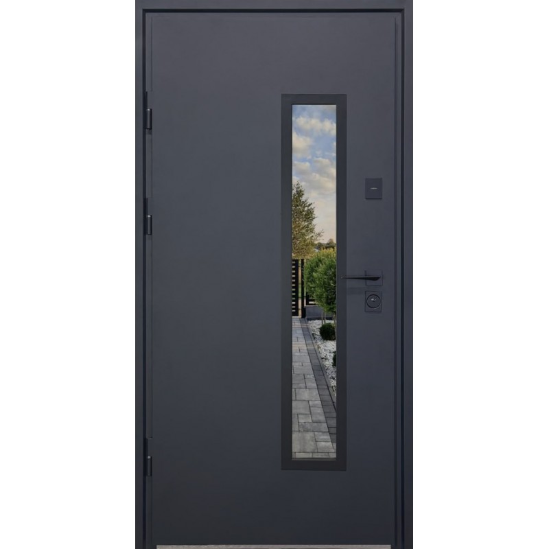 PRIME MAX Steel Entrance Door with Glass and Thermal Break – Black RAL 9005