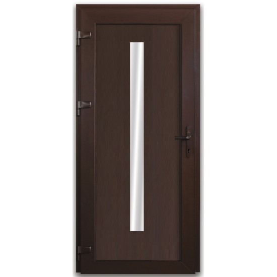 PLASTIC PVC DOOR Brown with wood imitation/white with narrow glass