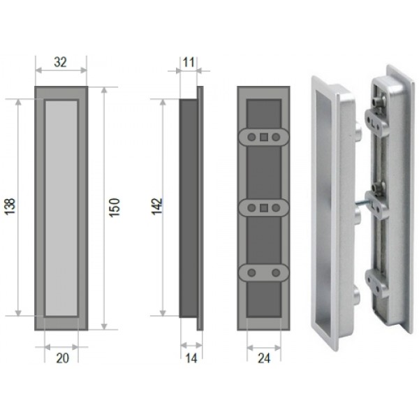 Sliding door handle 1097 Satin nickel Sliding door handle 1097 Satin nickel