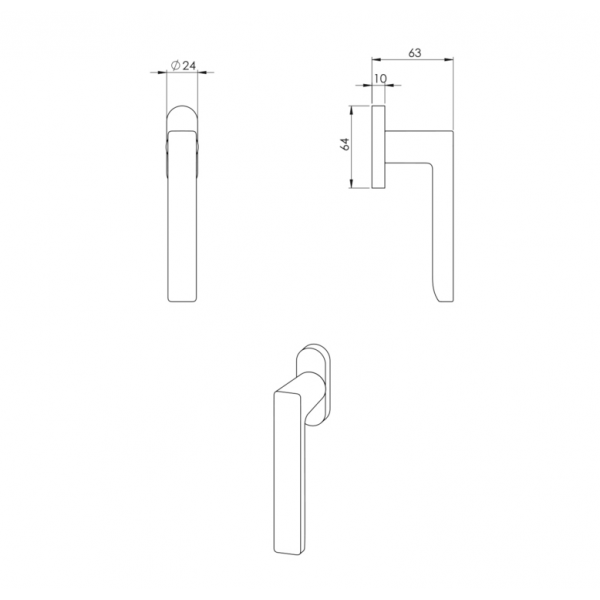 Оконная ручка NUDA BAAR Polished Bronze Оконная ручка NUDA BAAR Polished Bronze