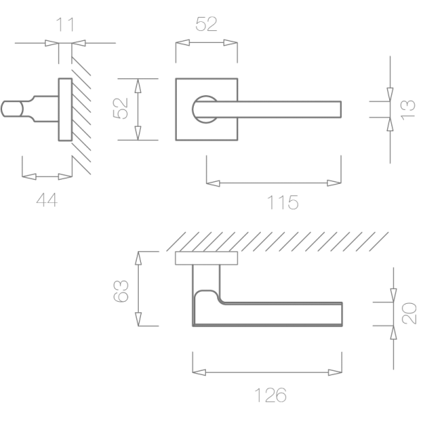 Door handles TUPAI 2253 5SQ 16 Stainless Steel Door handles TUPAI 2253 5SQ 16 Stainless Steel